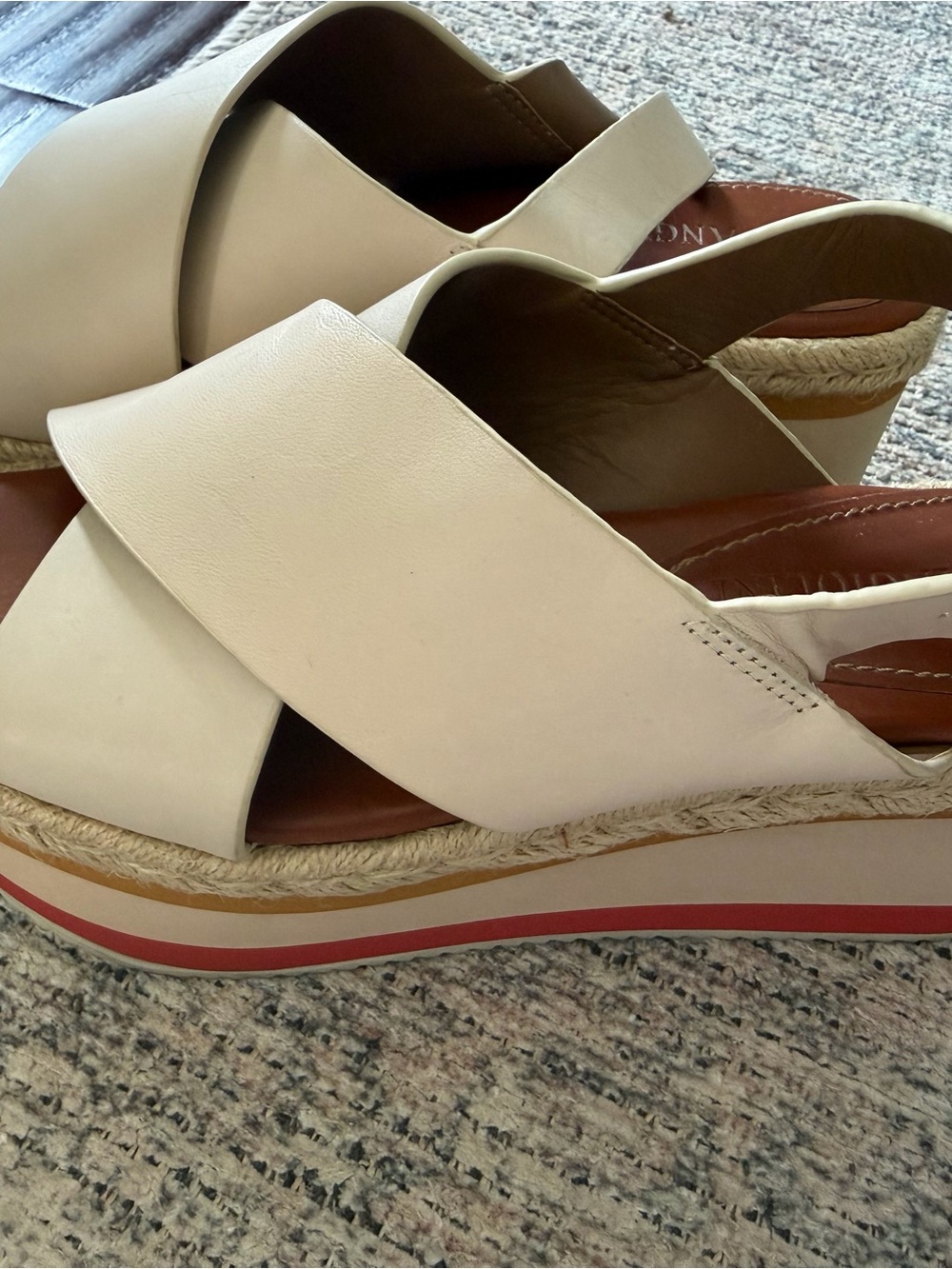 Enzo Angiolini Cream Cross-Band Espadrille Platform Sandals